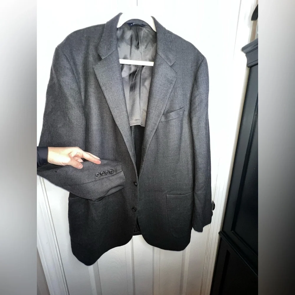 Vtg Brooks Brothers Mens 46 Charcoal Gray 100% Pure Wool Sport Coat Suit Jacket